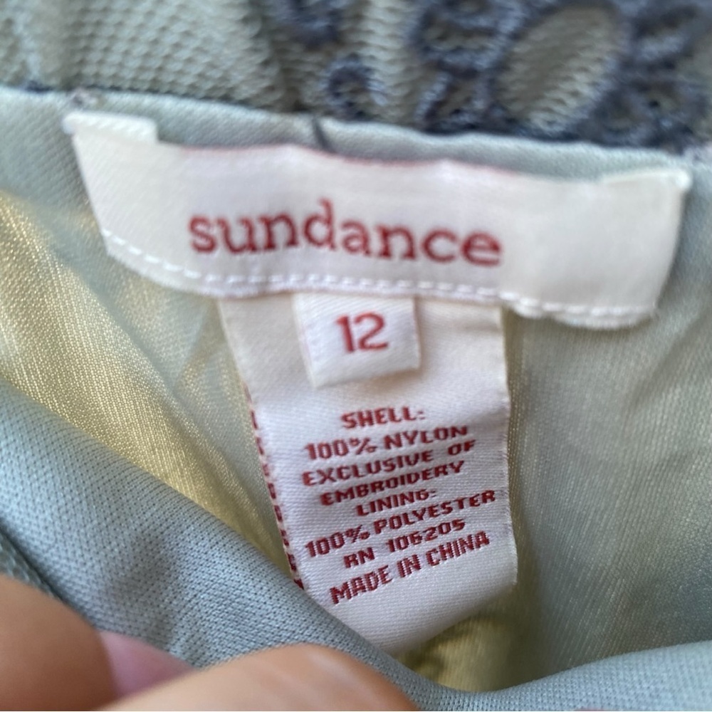 SUNDANCE Floral Blue Nylon Mesh Embroidered Skirt I Size: 12 - Picture 5 of 8
